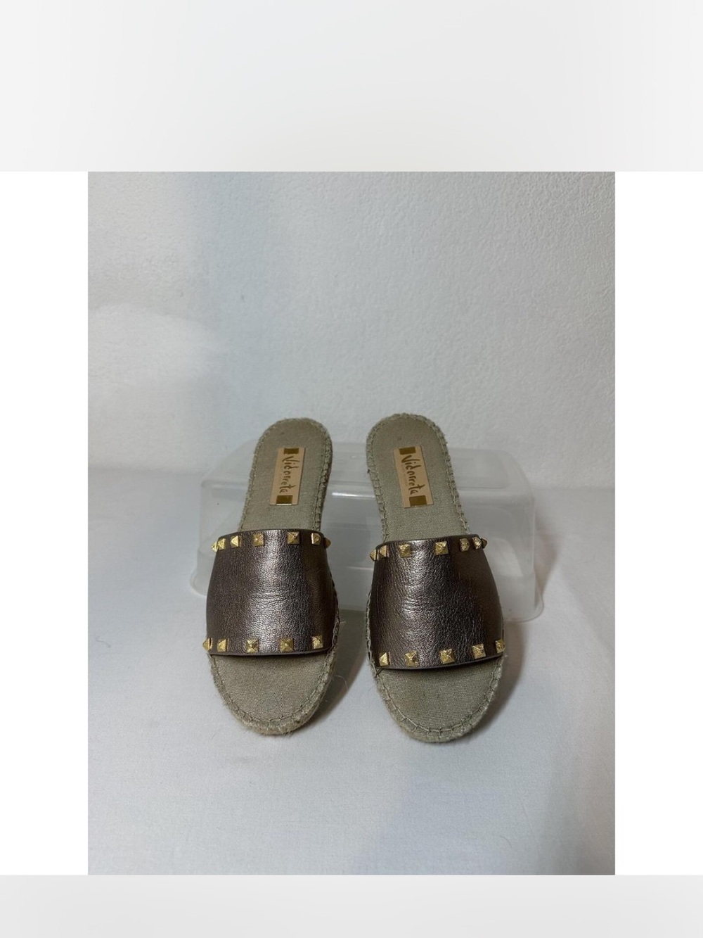 Studded Metallic Brown Slide Mules - Madeline Size 9 1/2 or UK 40